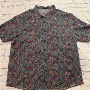 VatPave Men's Green Paisley Print Shirt - Multicolor Design XL